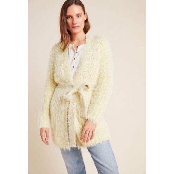 ANTHROPOLOGIE Larkin Shimmer Cardigan Yellow - Picture 6 of 14